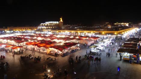 Lapso-De-Tiempo-De-La-Plaza-Y-El-Mercado-Jemaa-El-Fnaa-En-La-Medina-De-Marrakech